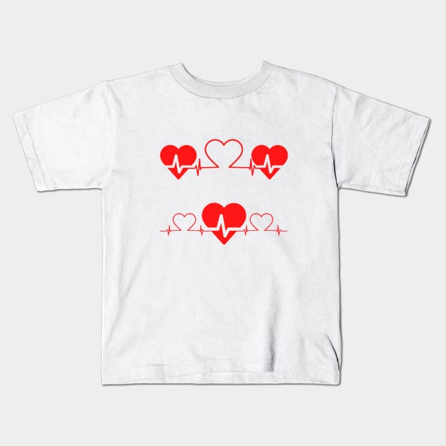 Red Heartbeat Kids T-Shirt by GoodyL